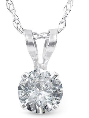 Pompeii3 1/5ct Round Diamond Solitaire Pendant Necklace 14k White Gold