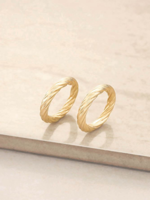 Golden Twists 18k Gold Plated Ring Set Of 2