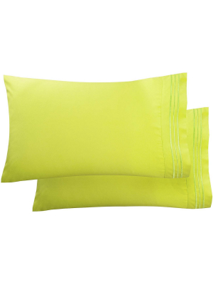 Elegant Comfort Silky Soft 2-piece Pillowcases Standard Size Lime