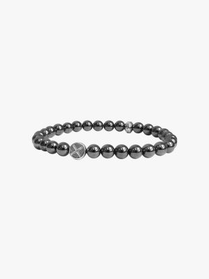 X Bolt Charm Hematite Beaded Bracelet