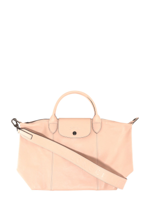 Longchamp Le Pliage Cuir Medium Top Handle Bag