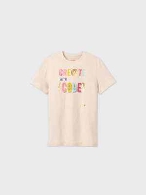 Men's Short Sleeve 'create With Code' Graphic T-shirt - Cat & Jack™ Cream