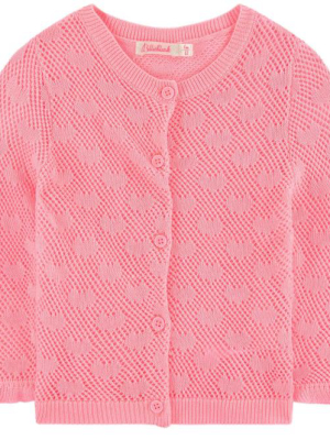 Billieblush Open Work Heart Baby Cardigan