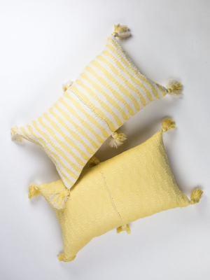 Antigua Lumbar Pillow - Butter Yellow Striped