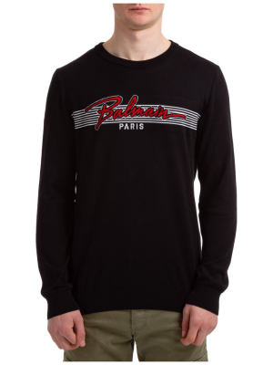 Balmain Logo Intarsia Knitted Sweater