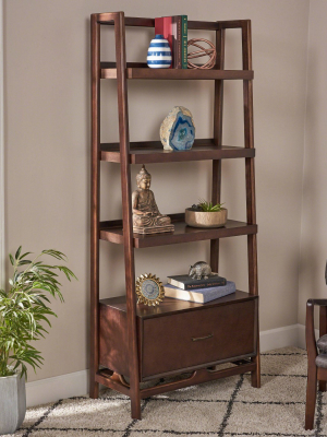 70.75" 4pc Brantly Mid Century Modern Shelf Bookcase Walnut - Christopher Knight Home