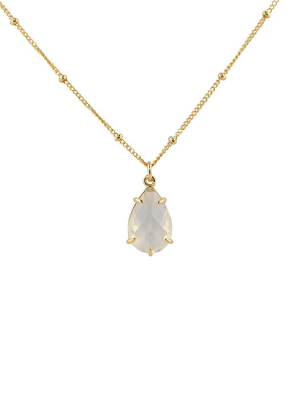 "opal" Glass Prong Teardrop Pendant Necklace