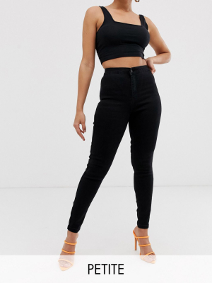 Missguided Petite Vice High Waisted Super Stretch Skinny Jean In Black