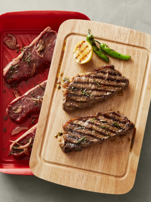 Williams Sonoma Grill Prep Marinade Tray With Wood Lid