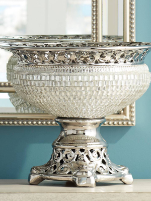Kensington Hill Victoire 10 1/2" High Crystal And Silver Ceramic Bowl