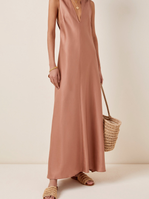 Fluid Sateen Maxi Dress