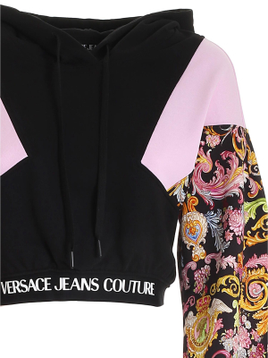 Versace Jeans Couture Floral Print Cropped Hoodie