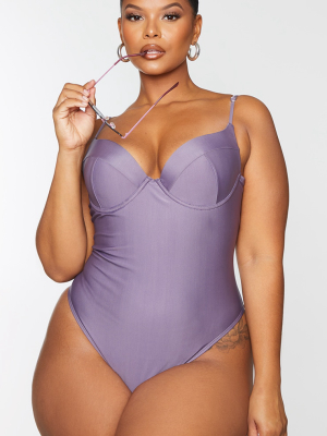 Plus Aubergine Cup Detail Swimsuit