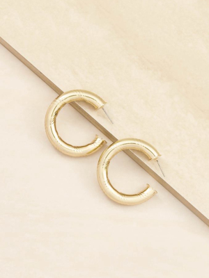 Thick And Minimal 18k Gold Plated Hoops