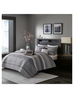 6pc Harmony Jacquard Quilt Set Gray/taupe