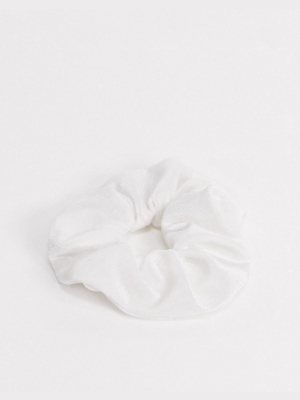 Topshop Hair Scrunchie In White Velvet