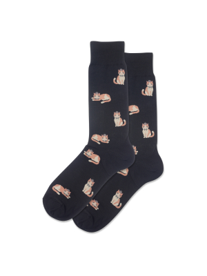 Men's Fancy Cat Crew Socks