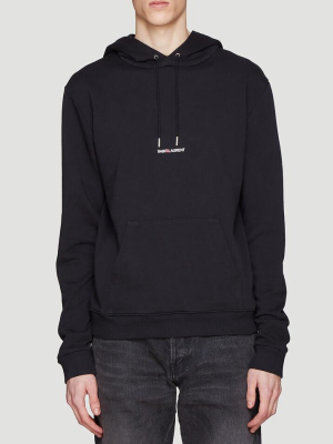 Saint Laurent Logo Print Drawstring Hoodie