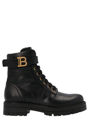 Balmain Kids B Plaque Lace-up Boots