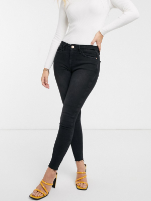 River Island Amelie Skinny Jeans In Washed Black