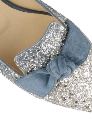 Jimmy Choo Gabie Bow-detailed Glittered Flats