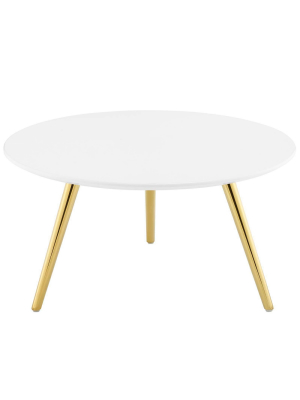 28" Lippa Round Wood Top Coffee Table With Tripod Base Gold/white - Modway