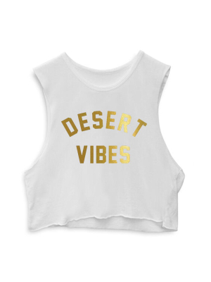 Desert Vibes [crop Muscle Tank / Gold Text]