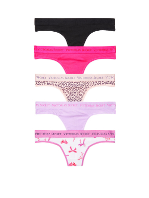 Victoria's Secret 5-pack Cotton Logo Thong Panties