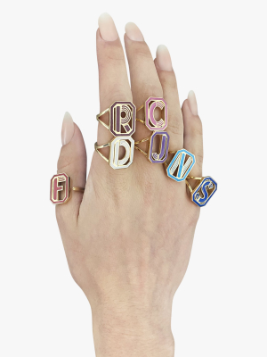 Blue Enamel Gatsby Initial Ring