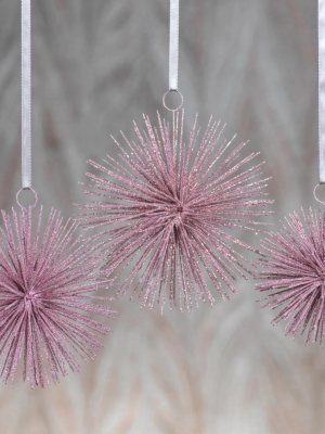 Wire Star Burst Ornament - Pink