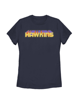 Women's Stranger Things Retro Hawkins Text T-shirt