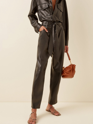 Ashton Belted Vegan Leather Jumpsuit