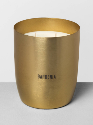 25oz Large Brass 2-wick Candle Gardenia - Hearth & Hand™ With Magnolia