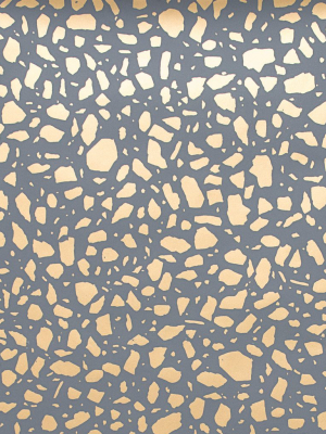 Ibo Wallpaper In Gold On Charcoal By Thatcher Studio