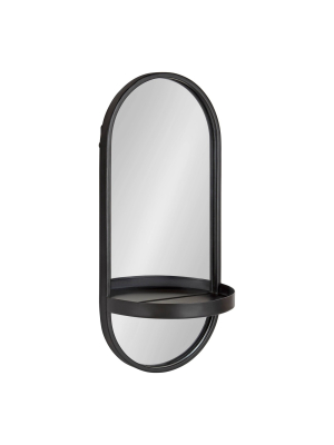 11" X 24" Estero Metal Wall Mirror With Shelf Black - Kate And Laurel