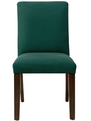 Aster Diamond Tufted Back Dining Chair In Linen Conifer Green - Cloth & Company