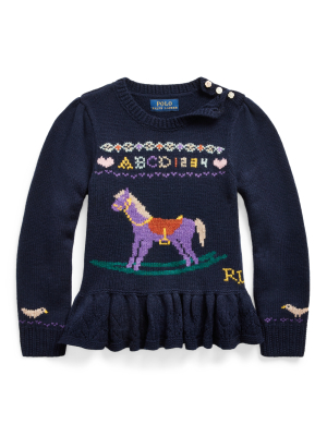 Intarsia-horse Wool Sweater