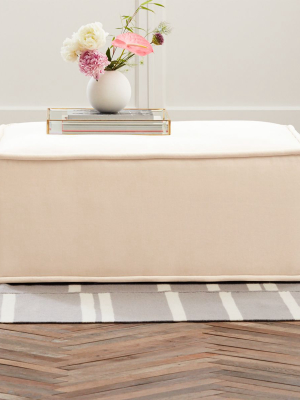 Quattro Snow Velvet Tufted Ottoman