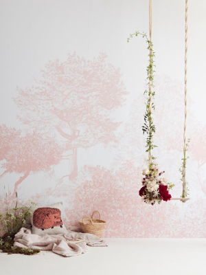 Classic Hua Trees Mural Wallpaper In Pink By Sian Zeng