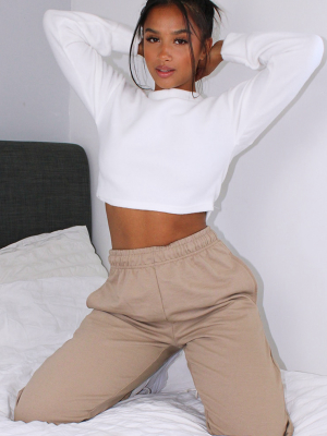 Petite White Brushed Sweat Oversized Jumper