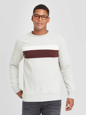 Men's Colorblock Regular Fit Crew Fleece Sweatshirt - Goodfellow & Co™ Red