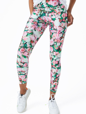 Pink Floral Bouquet Hi-shine Leggings