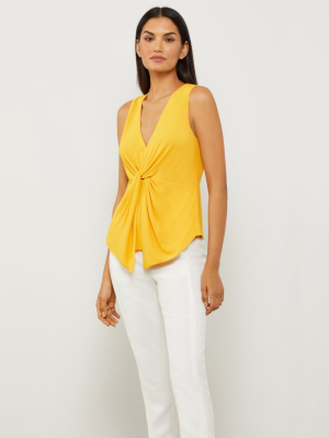 V-neck Gathered Knot Top