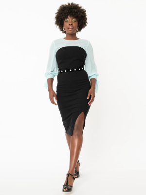 Collectif Black & Mint Jerry Pencil Dress