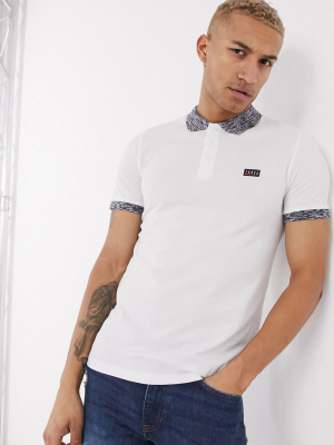 Jack & Jones Core Polo Shirt With Contrast Collar In White