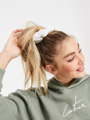 Asos Design Puffer Scrunchie In White