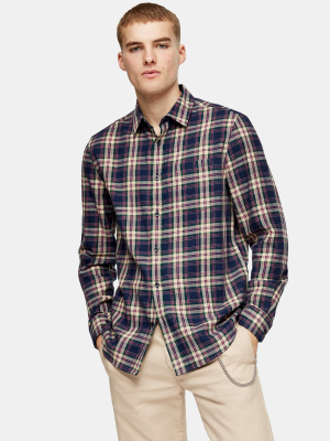 Blue And Purple Check Slim Shirt