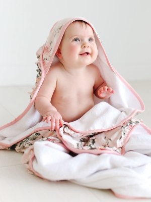 Vintage Pink Rose Ruffled Hooded Towel