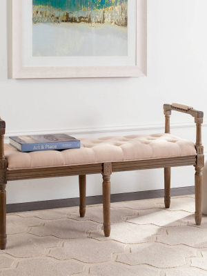 Raiden Linen Rustic Oak Bench - Safavieh