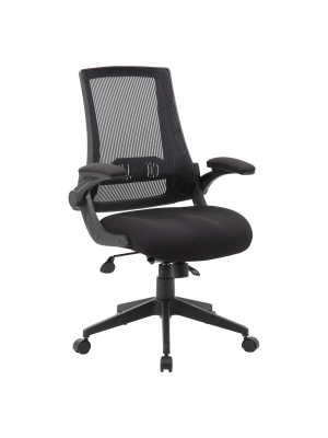 Mesh Back Flip Arm Task Chair Black - Boss